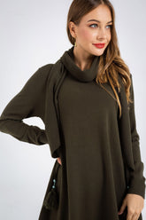 Long Sleeve Sweater Dress and Scarf