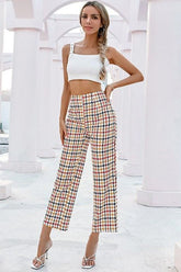 Houndstooth Straight Leg Pants