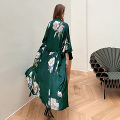 Green Light Luxury Silky Satin Kimono Robe