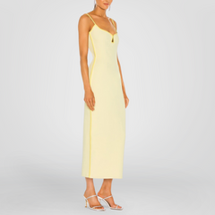 Neon Lining Beige Jersey Dress