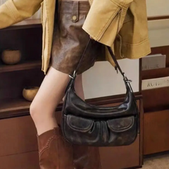 Brown Flap Pocket Shoulder Bag