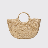 Circle Handle Straw Beach Bag