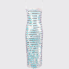 Silver Sequin-embellished Midi Dress
