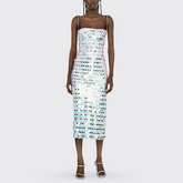 Silver Sequin-embellished Midi Dress
