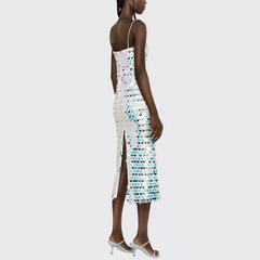 Silver Sequin-embellished Midi Dress