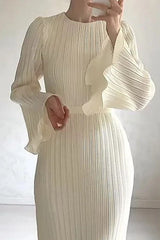 Trumpet sleeved slim long dress