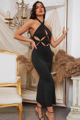 Hollowed out slim fit hip dress