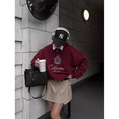 High-end Round Neck Loose Sweatershirt