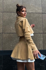 Cardigan Top Low Waist Skirt Two-piece Suit