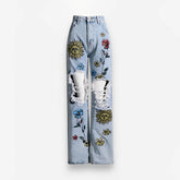 High Waist Hole Design Denim Jeans