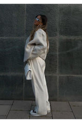 Woolen placket design cardigan jacket