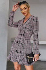 Waist slimming long-sleeved suit dress