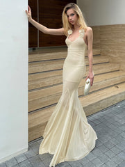 U-Neck Mesh Three-Dimensional Rose Halter Neck Dress