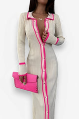 Slim Lapel Long Cardigan Dress