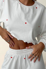 Long-sleeved Two-piece Crop Top And Pajamas