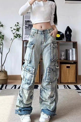 Washed Gradient Paratrooper Jeans