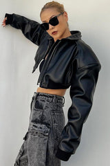 American Black motorcycle style short jacket