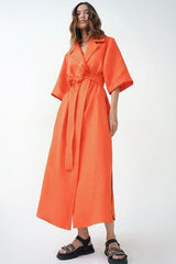 Cotton and linen long skirt A-line maxi dress