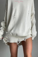 Hip-hop Ripped Pullover Hooded Sweater