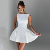 elegant simple tight waist backless dress