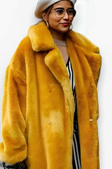 Long imitation rabbit fur coat