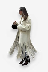 Tassel mid-length windbreaker coat