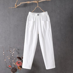 【Cotton And Linen】Solid Color Casual Trousers