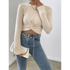 Slim Round Neck Knitted Top Sweater