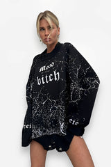 Street style loose letter embroidered sweatshirt