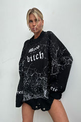 Street style loose letter embroidered sweatshirt