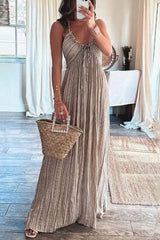Backless U Neck Strap Long Dress