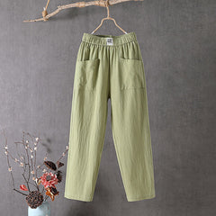 【Cotton And Linen】Solid Color Casual Trousers