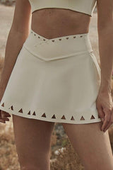 A-line V waist lined tennis miniskirt suit