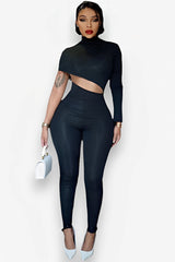 Irregular navel-baring jumpsuit