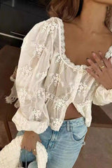 Loose Embroidered Long-Sleeved Shirt