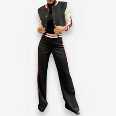 Casual Striped Short Baseball Suit