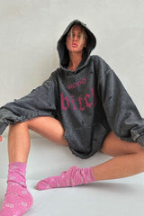 Washed printed hoodie