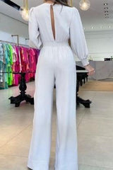 V-Neck Long Sleeve Jumpsuit