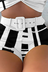 Black and White Sling swimsuit With Belt