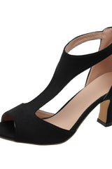 Back Zipper Heel Fish Mouth Shoes