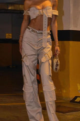 buckle suspender summer suit