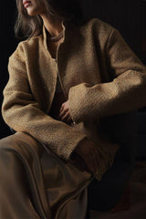 Stand-up Collar Loose Pocket Sequin Jacket