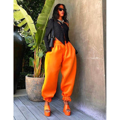 Elastic low waist casual bomb pants