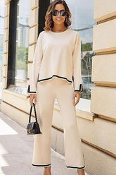 knitted sweater wide-leg pants casual suit