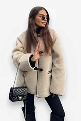 Artificial Fur Round Neck Coat
