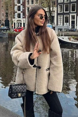 Artificial Fur Round Neck Coat