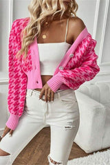 Lantern Sleeve Knitted Cardigan Sweater