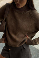 Distressed Turtleneck Pullover Sweater