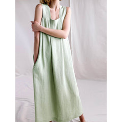 Square Neck Sleeveless Loose Long Dress