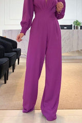 V-Neck Long Sleeve Jumpsuit